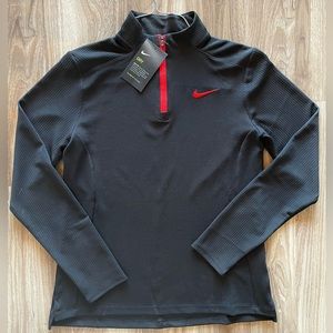 Nike Dry Training Long Sleeve Half Zip Top Womens Black/Red NWT Small